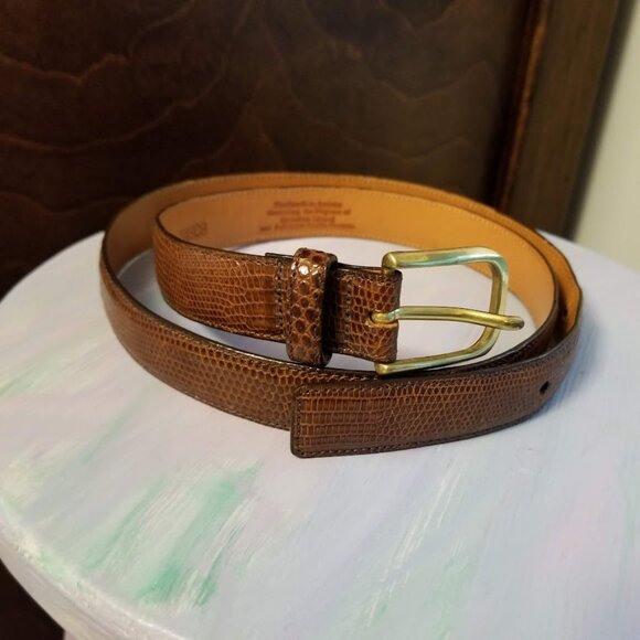 Brighton Lizard Leather Brown Belt, Size 34, Unisex, Reptile, Dress Belt - Picture 3 of 13